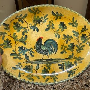 Williams Sonoma Tuscan country rooster serving 17” platter ceramic italy